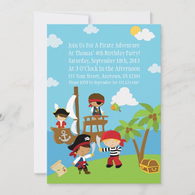 Partido Pirata - Convites Personalizados de Aniver (Frente)