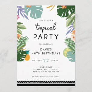 Partido Tropical Luau Aloha Homens Convite de Aniv