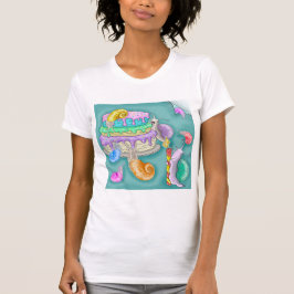 Partir caracóis com bolo de aniversário, t-shirt d