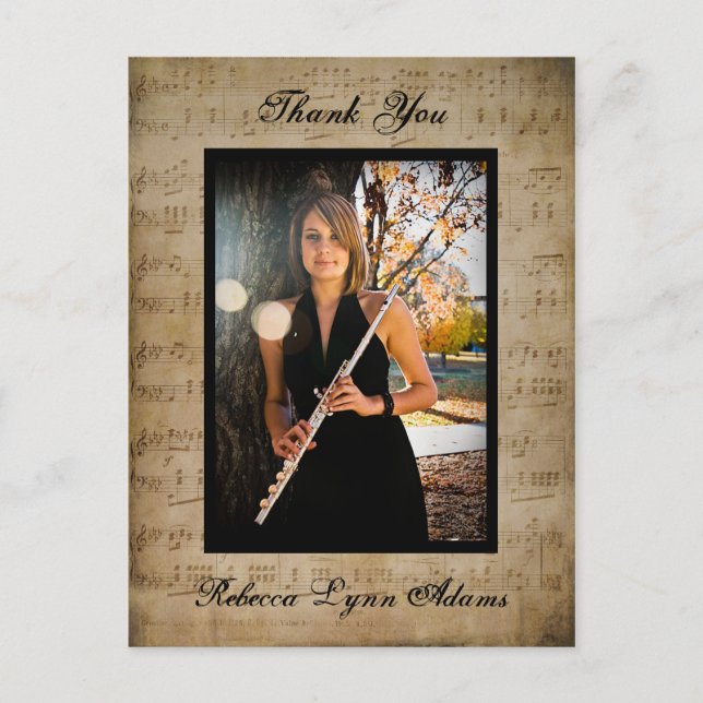 Partitura Musical Graduação Agradecimento - Cartão (Frente)