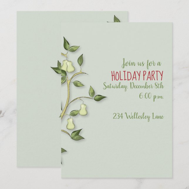 Partucho em um Convite de Árvore de Pera (Frente/Verso)