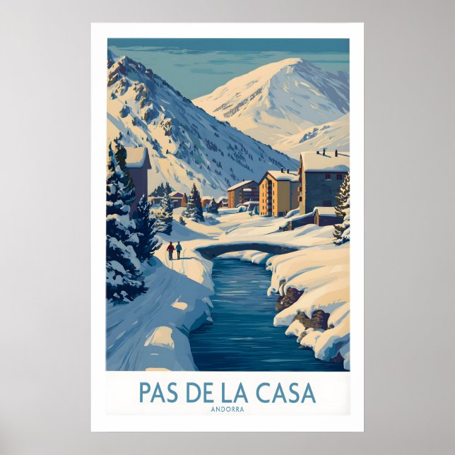 Pas de la Casa Andorra Impressão de Arte Vila de I (Frente)