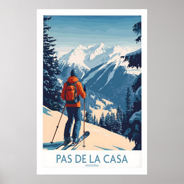 Pas de la Casa Andorra Impressão de Esqui nos Pire (Frente)