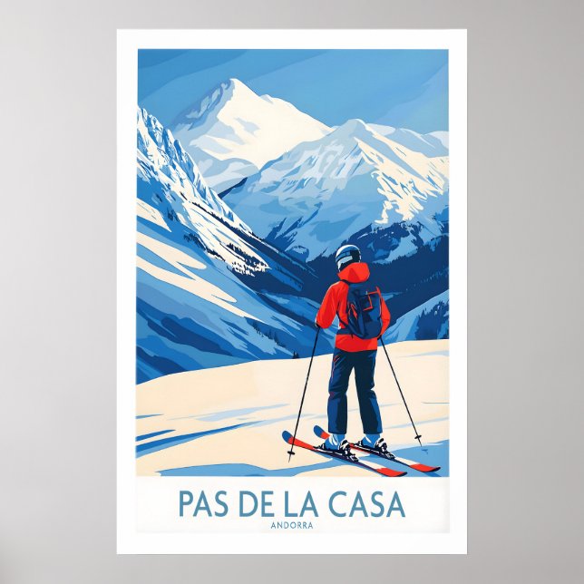 Pas de la Casa Andorra Impressão Pirenéus Esqui (Frente)