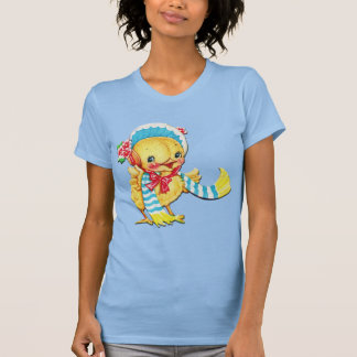 Páscoa branca na camisa azul claro
