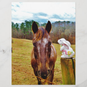 Páscoa Bunny e Cavalo Marrom