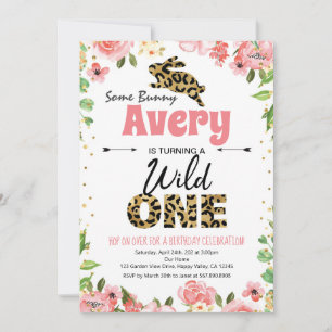 Páscoa Bunny Girl Primeiro Convite Rosa De Anivers