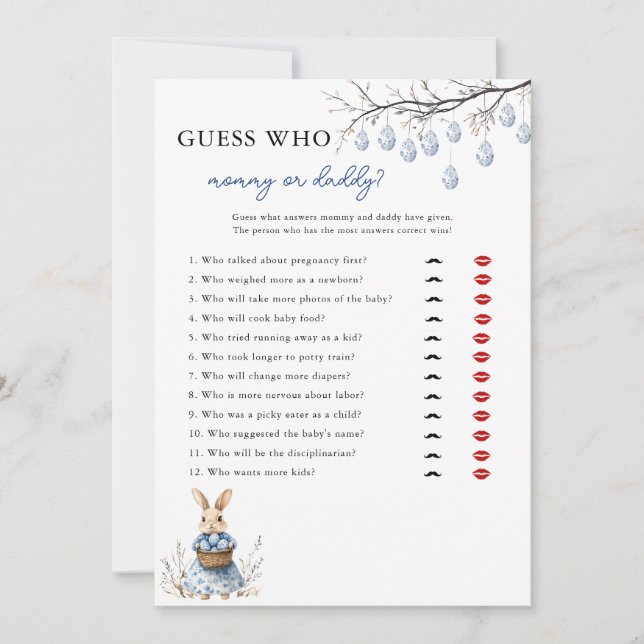 Páscoa Chinoiserie Adivinha Quem Cartão De Jogo De (Frente)