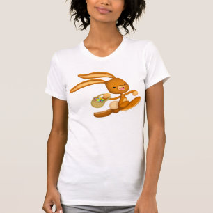 Páscoa coelhinha na camiseta das mulheres de desen