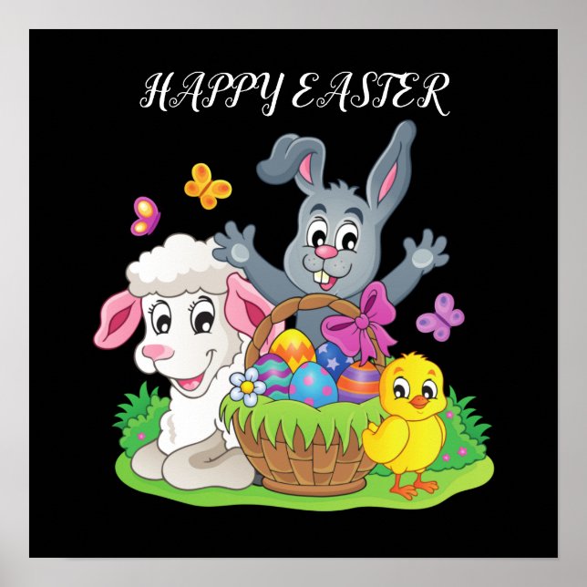 Páscoa, cordeiro e poster pintinho. (Frente)