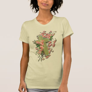 Páscoa Cruz com Flores Cor-de-Rosa, Camisa de Banh