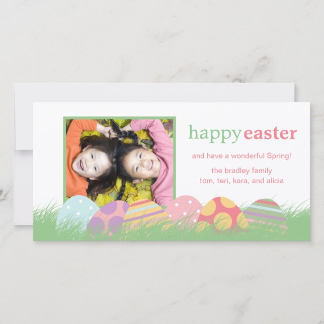 Páscoa de Ovos Cartões de Saudação de Foto (Frente)