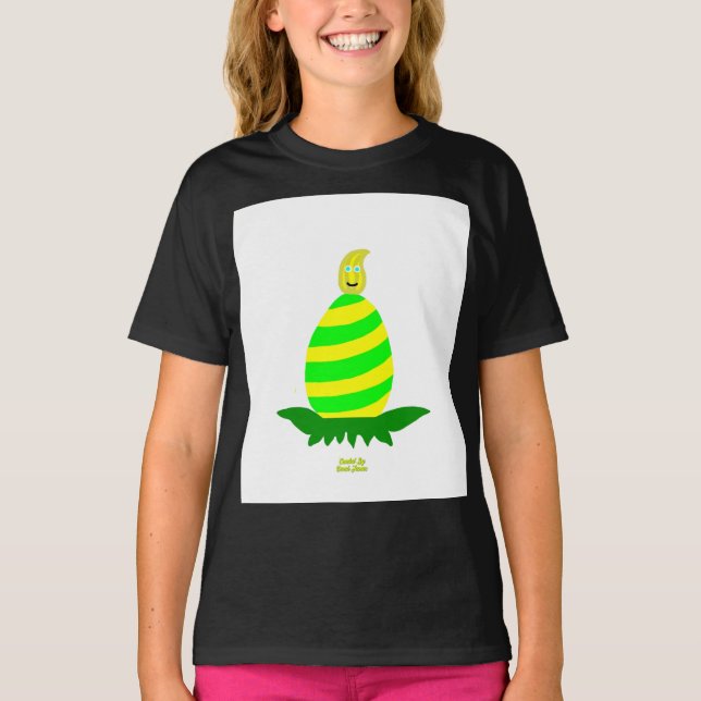 Páscoa Deseja Raparigas Camisa Básica Negra (Frente)