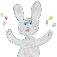 Páscoa Hoppy - Coelhinho de Cinza - Cartão