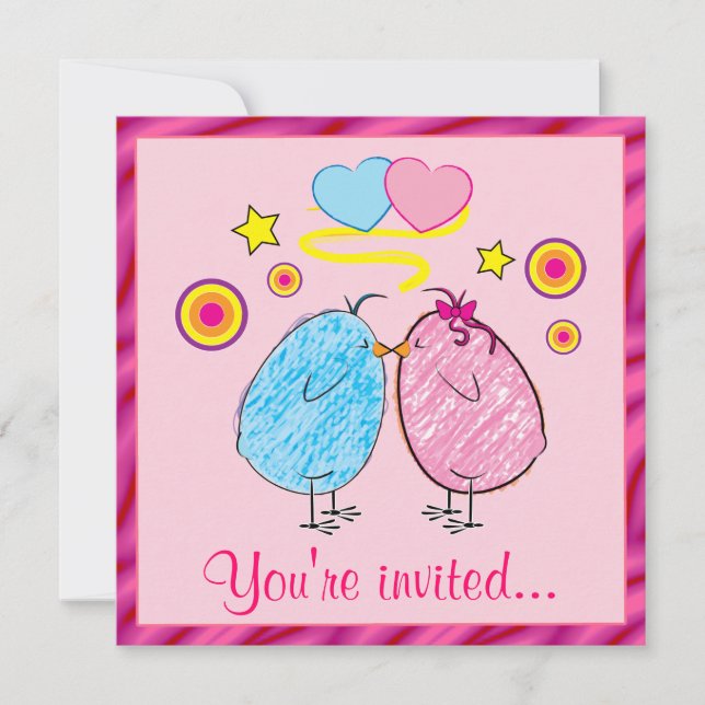 Páscoa Jantar Convite com Pintinhos de Cartoon (Frente)