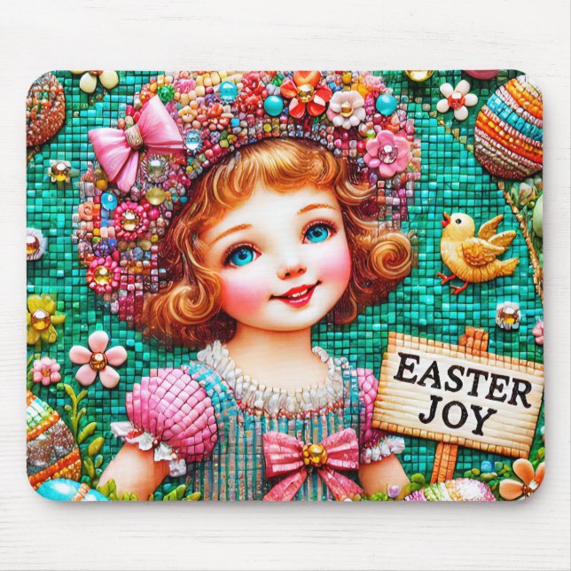 PÁSCOA JOY VINTAGE GIRL ~ Mouse Pad (Frente)