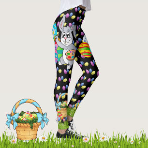 PÁSCOA Leggings Bunny Egg Yoga Pants Mulheres
