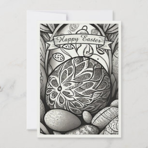 Páscoa motif b/w desenho animado com ovos de Pásco