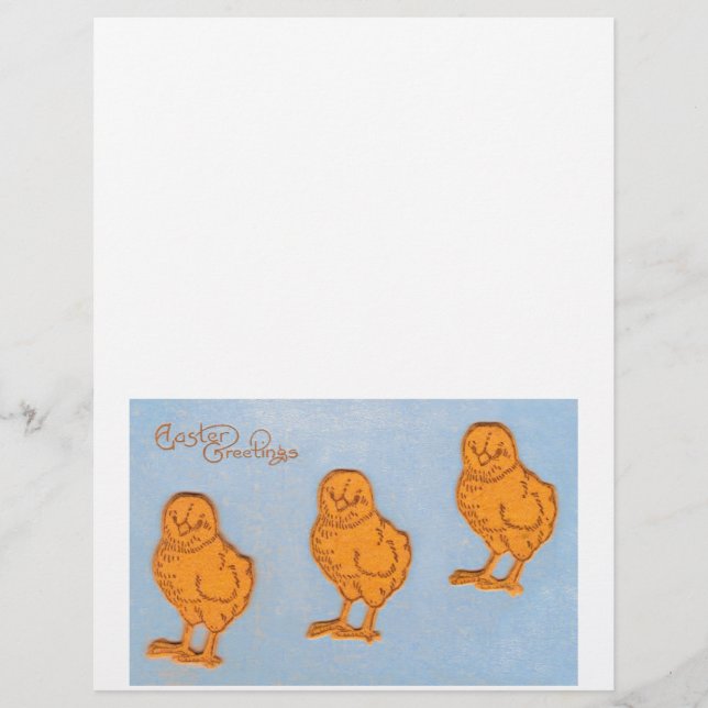 Páscoa Saudações Pintinhos em Azul (Frente)