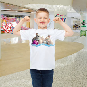Páscoa T-Shirt Dois Coelhos e Ovos de Páscoa
