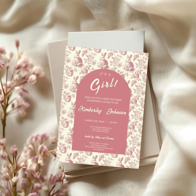 Páscoa Toile Floral Girl Convite Para Chá de frald (Criador carregado)