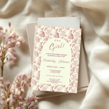 Páscoa Toile Floral Girl Convite Para Chá de frald
