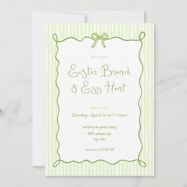 Páscoa Verde Whimsical Brunch Convite Para Caça De (Frente)