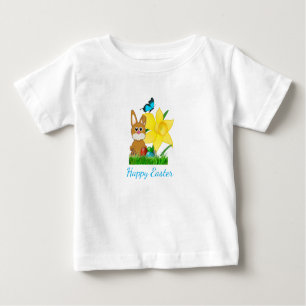 Páscoas coloridas Daffodils e Rabbit Baby T-Shirt