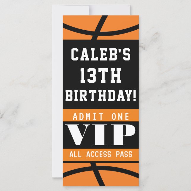 Pass de Basquete Orange Black Birday VIP (Frente)