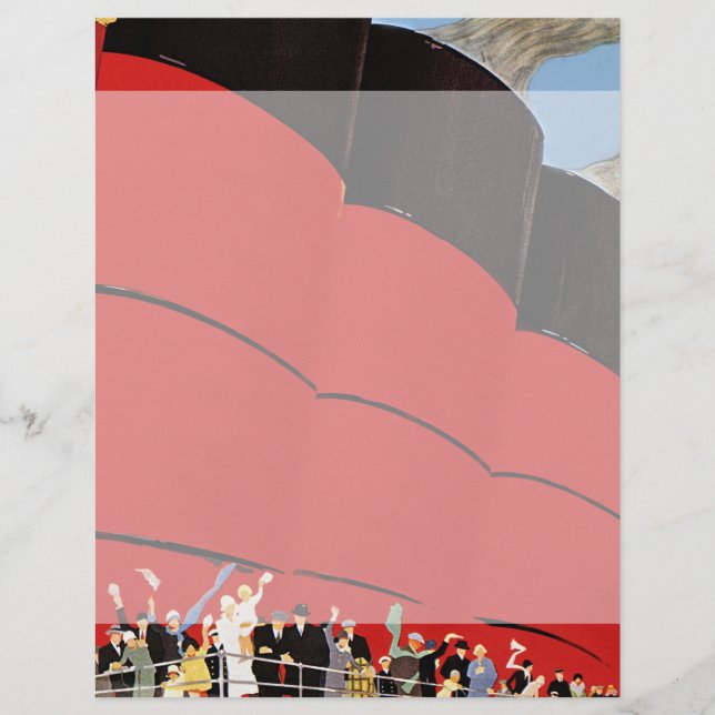 Passageiros Vintage de cruzeiros acenando tchau (Frente)