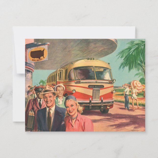 Passageiros Vintage em Férias no Depósito de Ônibu (Frente)