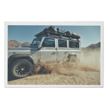 Passagem de 4x4 por estrada de dunas de areia na Á