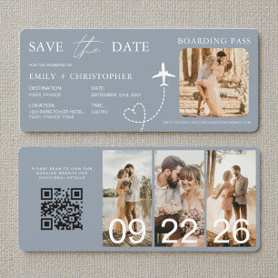 Passagem de Embarque Código QR Azul para Casamento