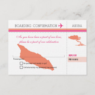 Passagem de embarque de RSVP a Aruba