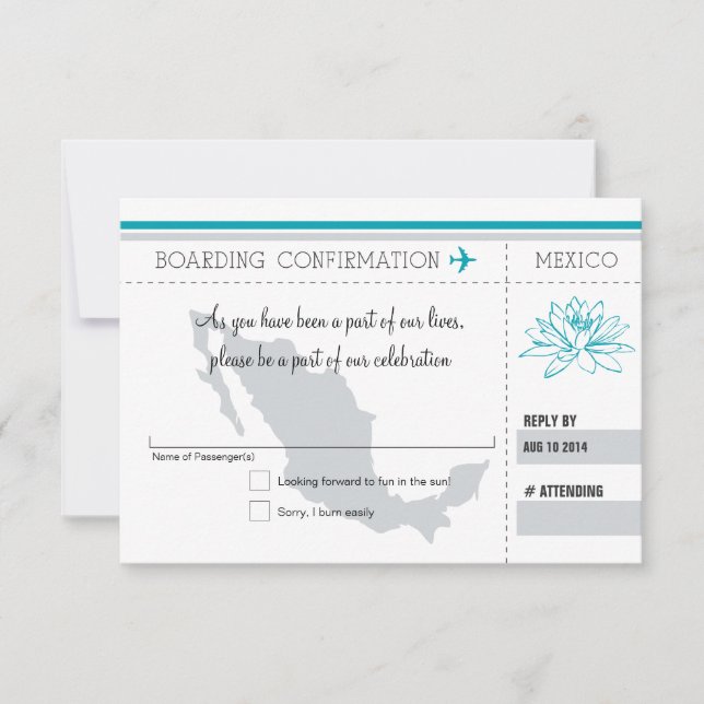 Passagem de Embarque do Quadro de Resposta Teal e  (Frente)