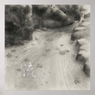 Passagem Silenciosa – 流 (Fluxo) — Poster de Pintur