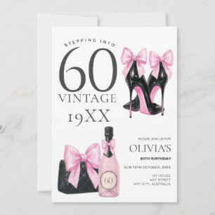 Passando para 60 rosa 60º Convite de Aniversário