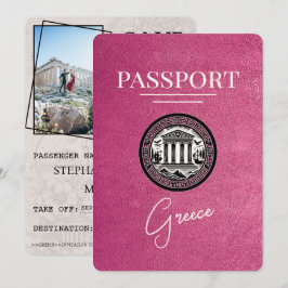 Passaporte de Grécia Rosa Magenta Guarde o Cartão 