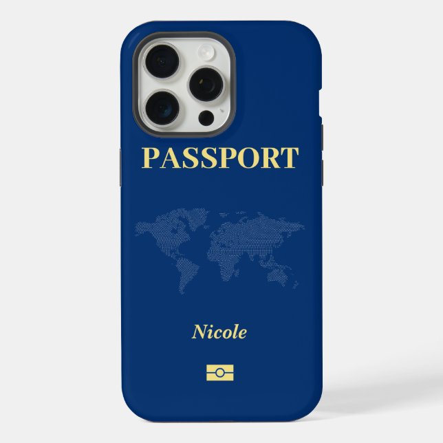 Passaporte de Mapa do Mundo Azul (Verso)