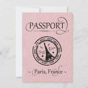 Passaporte de Paris rosa Salvar o Cartão de Data