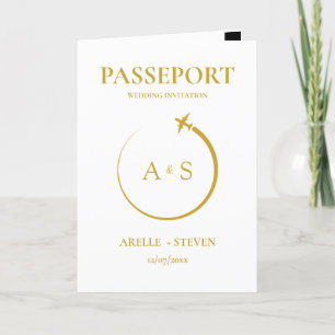 Passaporte Destino Faux Ouro Convite Para Casament
