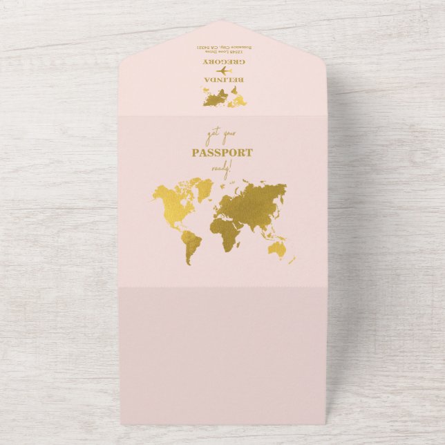 Passaporte Rosa Bege Dourado para Casamento dos So (Externo)
