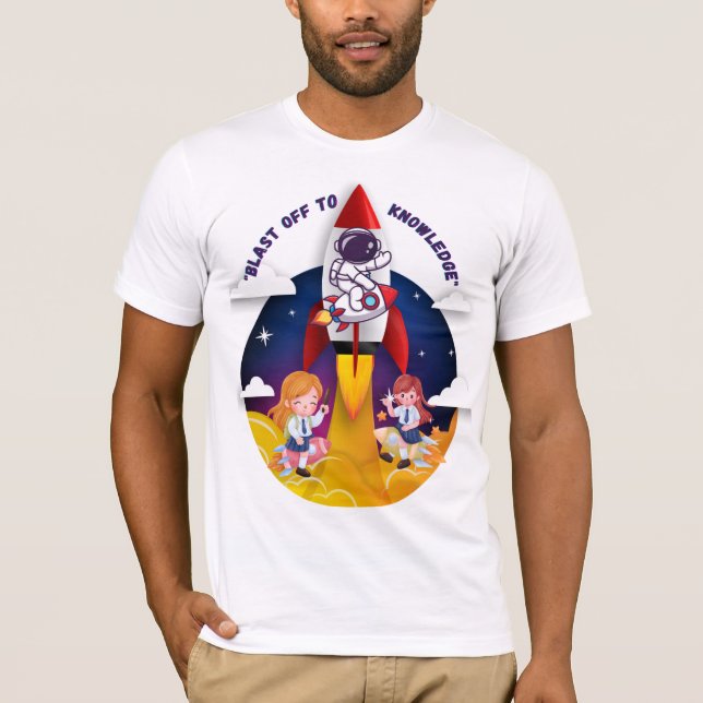 "Passar para a Camiseta da Escola de Rocket" (Frente)