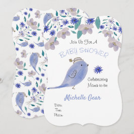 Passarinho Azul Fofo Com um Chapéu de Flor