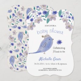 Passarinho Azul Fofo Com um Chapéu de Flor