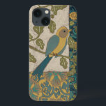 Pássaro Amarelo e Azul Teal Empoleirado em uma ram<br><div class="desc">Esta bela pintura de um pássaro azul amarelo e verde num ramo ajustado perfeitamente a qualquer produto Zazzle. A pintura de Chariklia Zarris,  inspirada na colagem,  é composta por muitos padrões,  flores e folhas diferentes. Pegue o seu hoje!</div>
