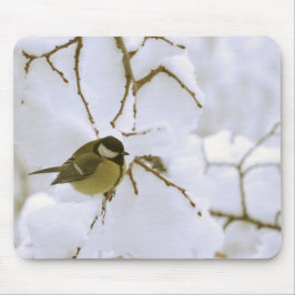 Pássaro amarelo na neve Photo Mousepad