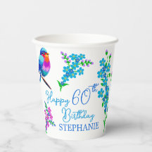 Pássaro Azul Esquece-me de Não Floral 60º Aniversá