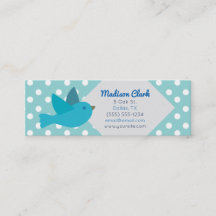 Pássaro azul retro com cartões de visitas das