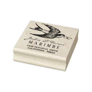 Pássaro Azul Vintage com Carimbo de Endereço Carta